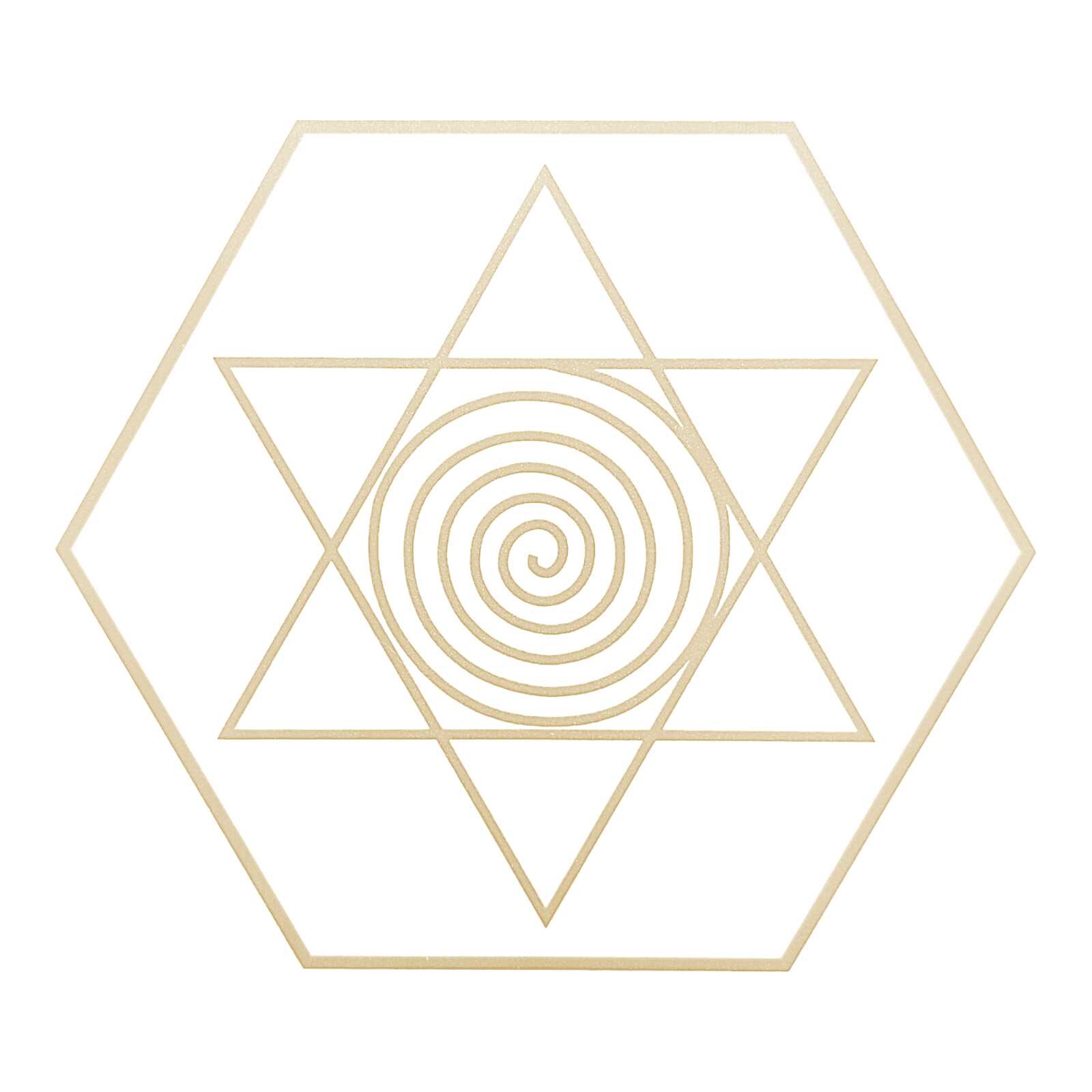 Gráfico radiestésico minimalista com símbolos esotéricos em linhas douradas sobre fundo creme